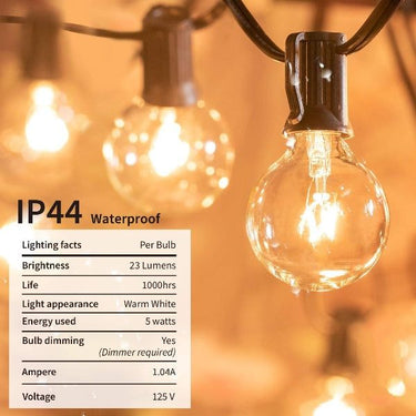 25FT Globe String Lights with Bulbs for Indoor/Outdoor Waterproof Connectable Hanging Lights for Backyard Porch Balcony Party Decor